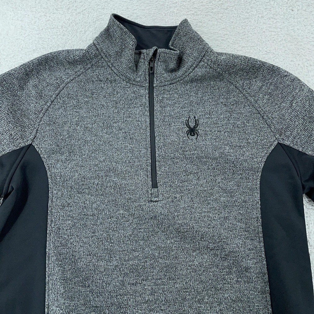 Spyder Sweater Mens XL‎ Gray Black Outbound Half Zip Fleece Knit Pullover Ski